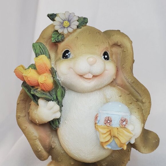 Easter Bunny Couple Resin Figurine Set Spring Decoration 5.5" Tall Resin - Picture 6 of 11
